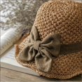 thumbnail image 3 of Elegant Woven Straw Sun Hat with Bow Summer Beach Sun Straw Hats for Women Wide Brim Packable Travel Bucket Hats, 3 of 9