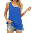thumbnail image 2 of Summer Sleeveless Top For Women Casual Solid Color Crewneck Vest Ladies Soft Beach Tank Top Shirts Blouse, 2 of 6