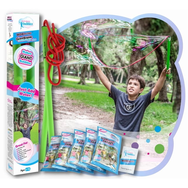 Kit de burbujas gigantes WOWMAZING Plus con varita para burbujas grandes y solución