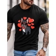 thumbnail image 2 of Camiseta de manga corta para hombre, estilo casual, con cuello redondo, diseño de perro, corazón rojo y amor., 2 of 8