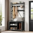 thumbnail image 1 of Farmhouse Hall Tree with Bench and Coat Rack, 17 Hooks + 3 Shoe Storage, Entryway Furniture for Small Space, Rustic Entryway Organizer for Mudroom, Hallway, Bedroom, 1 of 8
