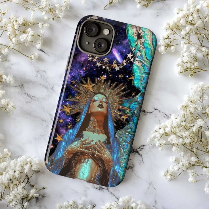 Celestial Virgin Mary Phone Case, Cosmic Madonna Galaxy Art Cover for  iPhone 17 16 15 14 13 12 11 Pro Mini - Walmart.com
