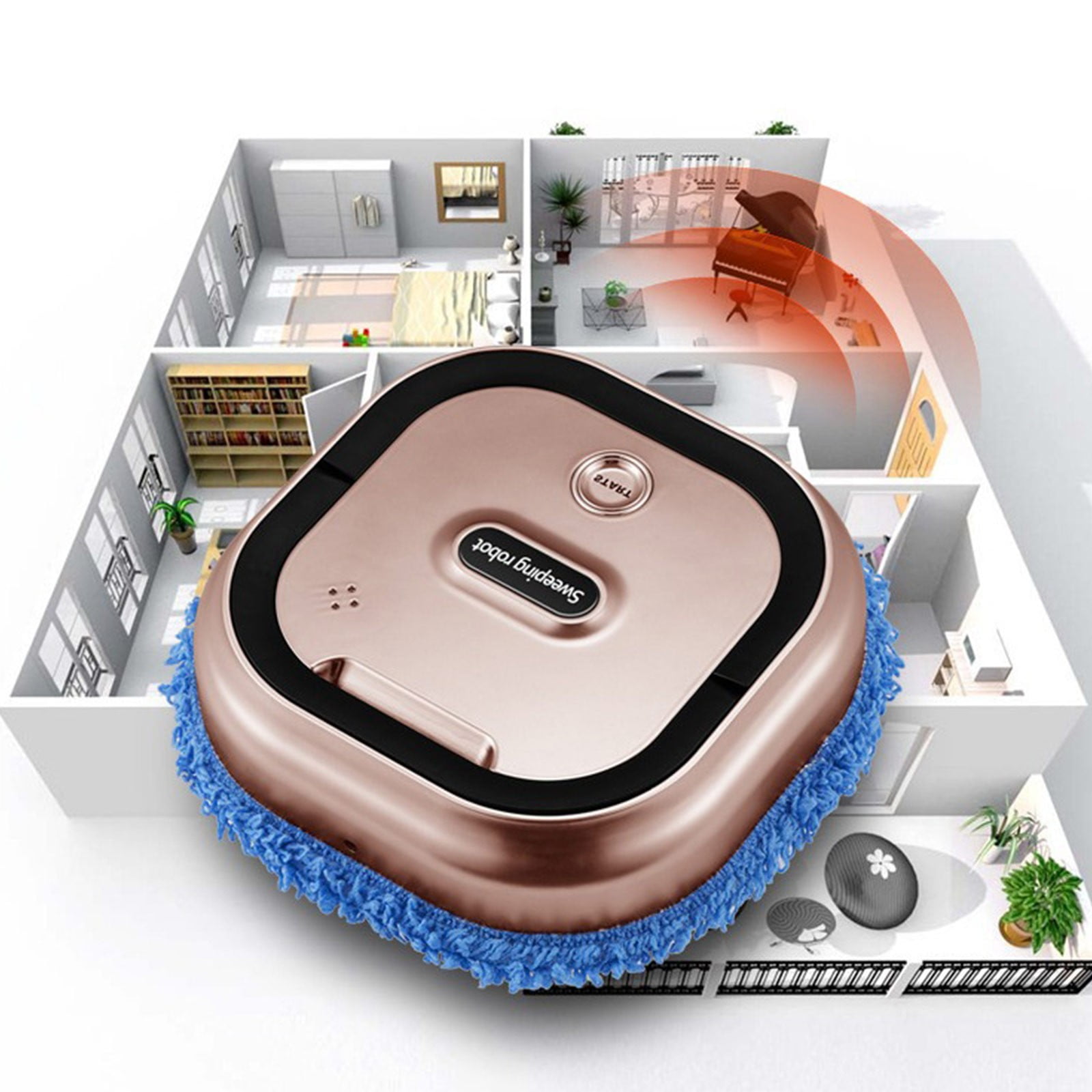 Ajauxi Floor Mopping Robot, Floor Washing Robot, Robot Vacuum and Mop Combo with 2 Mop, Cordless Electric Mopping Robot Cleaner for Hard Floor