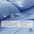 thumbnail image 2 of Linen Home 100% Cotton Percale 1 Flat Sheet, King Size - Crisp, Cool and Strong Bed Linen, Luxury Breathable Sheet, Baby Blue, 2 of 5