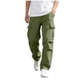 thumbnail image 2 of ATOGUTA Cargo Sweatpants for Boys Wide Leg School Uniform Pants Kids Elastic Waist Flowy Summer Beach Lounge Trousers with Pockets Size 7-16, Green, 2 of 7