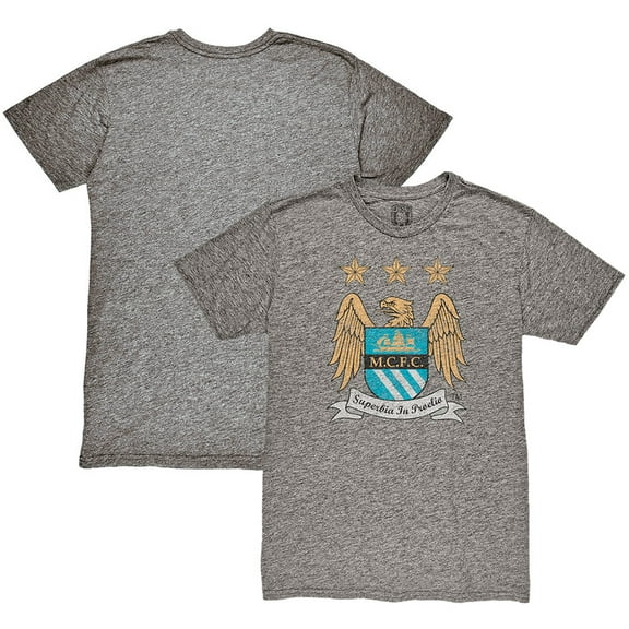 Men's 1863FC Heather Gray Manchester City Retro Crest T-Shirt