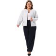 thumbnail image 3 of DARING DIVA Women's Plus Size Blazer Collarless Long Sleeve Open Front Jacket 1X Beige, 3 of 6