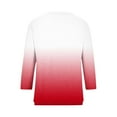 thumbnail image 4 of Meichang 3/4 Length Sleeve Womens Tops Stand Up V Neck Button Henly Shirts Trendy Gradient Loose Fit T Shirts Plus Size Casual Soft Tops Red XXXXL, 4 of 5