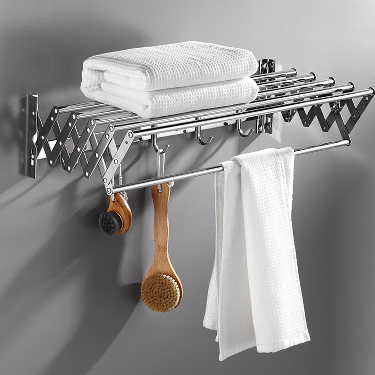 Stainless Steel Wall Mounted Bar Expandable Clothes Drying Rack Towel Stainless Steel Drying Rack Wall Mounted