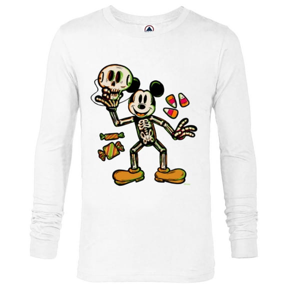 Disney 100 Mickey Mouse Skeleton Costume Halloween D100 - Long Sleeve T-Shirt for Men - Customized-White