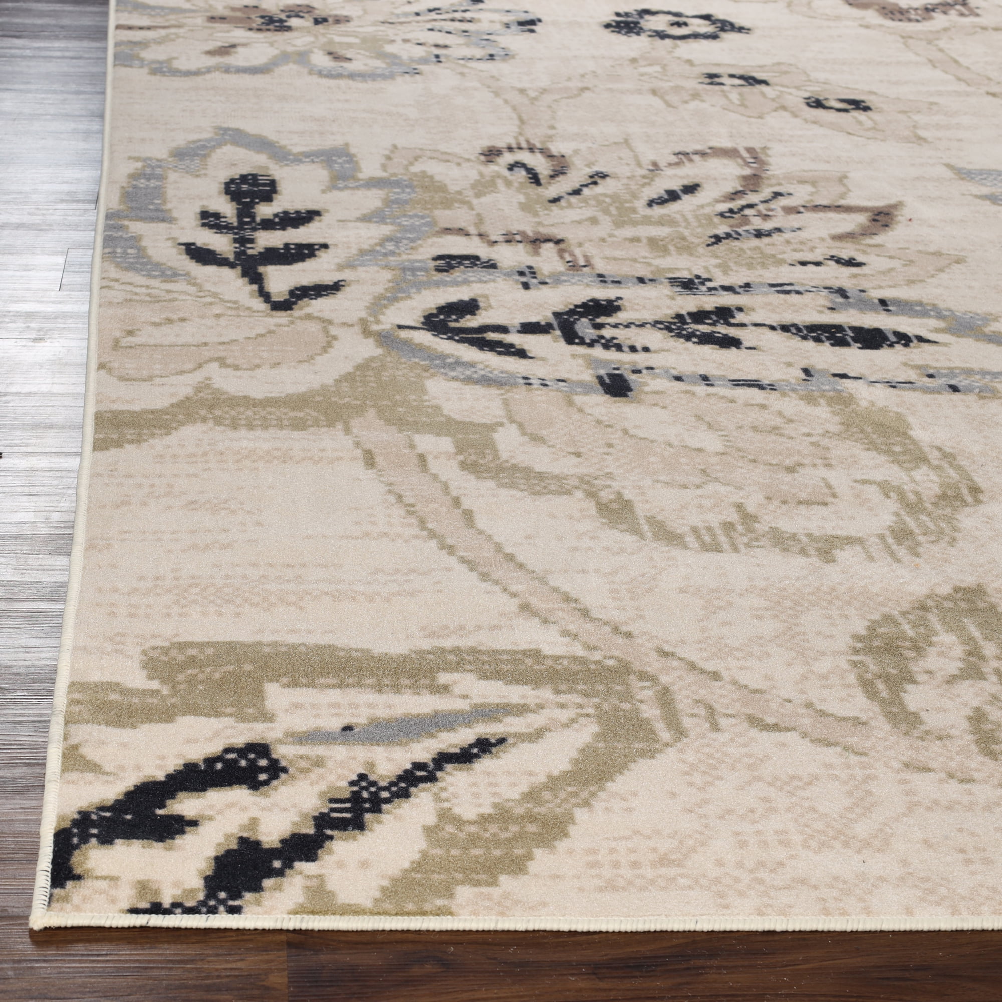 BNM Farmhouse Floral Indoor Area Rug, 12' x 15', Cream