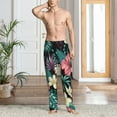 thumbnail image 6 of Lsque Green Tropical Leaves Print Men's Pajama Pants, Lounge Pant - Comfortable Home Wear,Elastic Waistband, Stylish Design-Small, 6 of 9