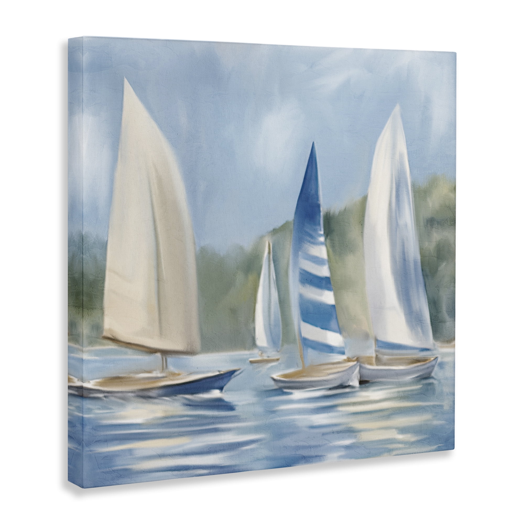Stupell Industries Sailboat Day Painting Coastal Painting Gallery Wrapped Canvas Art Print Wall Art, 36 x 36
