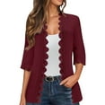 thumbnail image 2 of Cardigan Sweaters for Women 2025 Fall 3/4 Sleeve Open Front Lightweight Long Cardigans Outerwear Jacket, 2 of 7