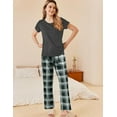thumbnail image 3 of Avidlove Women's Pajama Set 2 Piece Short Sleeve Pj Tops with Long Plaid Pajama Pants Casual Loose Lounge Set Sleepwear, 3 of 5