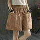 thumbnail image 5 of Pantalones cortos de algodón y lino de pierna ancha, pantalones de pierna recta para estudiantes de corte holgado e informal de talla grande de verano, atuendo completo de corte ajustado para mujer a, 5 of 5