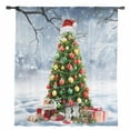 thumbnail image 2 of Christmas Tree Semi Sheer Curtains Drapes for Living Room, Bedroom, French Doors Window 45 Inches Long, Xmas Snowflake Tree Balls Showman Rod Pocket Chiffon Curtain Drapery Voile Draperies Panel, 2 of 6