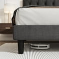 thumbnail image 4 of Sha Cerlin Upholstered King Size Platform Bed Frame with Curved Rhombic Button Tufted Headboard, Dark Grey, 4 of 8