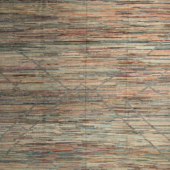 Ahgly Company Indoor Square Abstract Light French Beige Brown Abstract Area Rugs, 3' Square