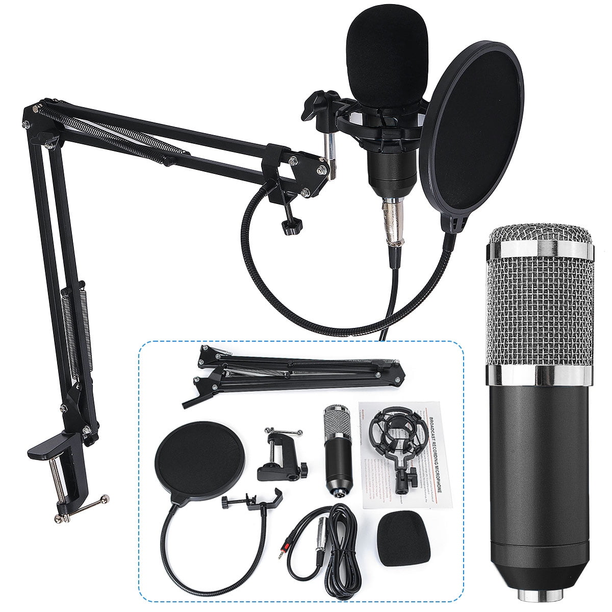 The SCM-700 8-Piece Condenser Microphone Recording Kit Ideal for  Podcasting, Voice-Over, Online Videos, and Recording with Smartphones and  マイク