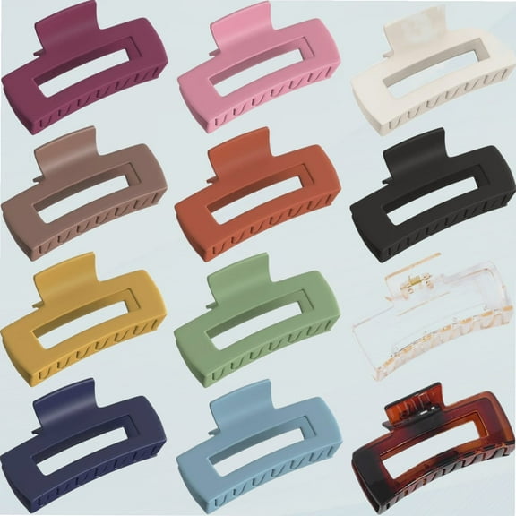 12pcs Large Hair Clips for Women Thick Thin Hair Square Hair Clips for Styling Accessories Strong Holding Large Jaw Clips