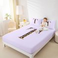 thumbnail image 3 of Manfei Vintage Leopard Print Letter Monogrammed T Full Size Sheets 4-Piece for Girls Women,Purple Ribbon Bow Knot Bed Sheets for Kids Teens,Super Cozy Room Decor, 3 of 5