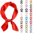 thumbnail image 2 of FUZHIQ Women's Fashion Soft Large Satin Square Chiffon Polyester Scarf Set Head Neck Multiuse Solid Colors Available, 2 of 4