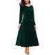 thumbnail image 1 of Vestido largo elástico de terciopelo fruncido de manga larga elegante para mujer Ormromra  WRMH-233-2, 1 of 5