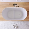 thumbnail image 3 of MEDUNJESS 43" Premium Freestanding Solid Surface Resin Stone Small Bathtub, Modern Design Japanese Freestanding Tub with Pop-up Drain and Overflow, Matte White, 3 of 10