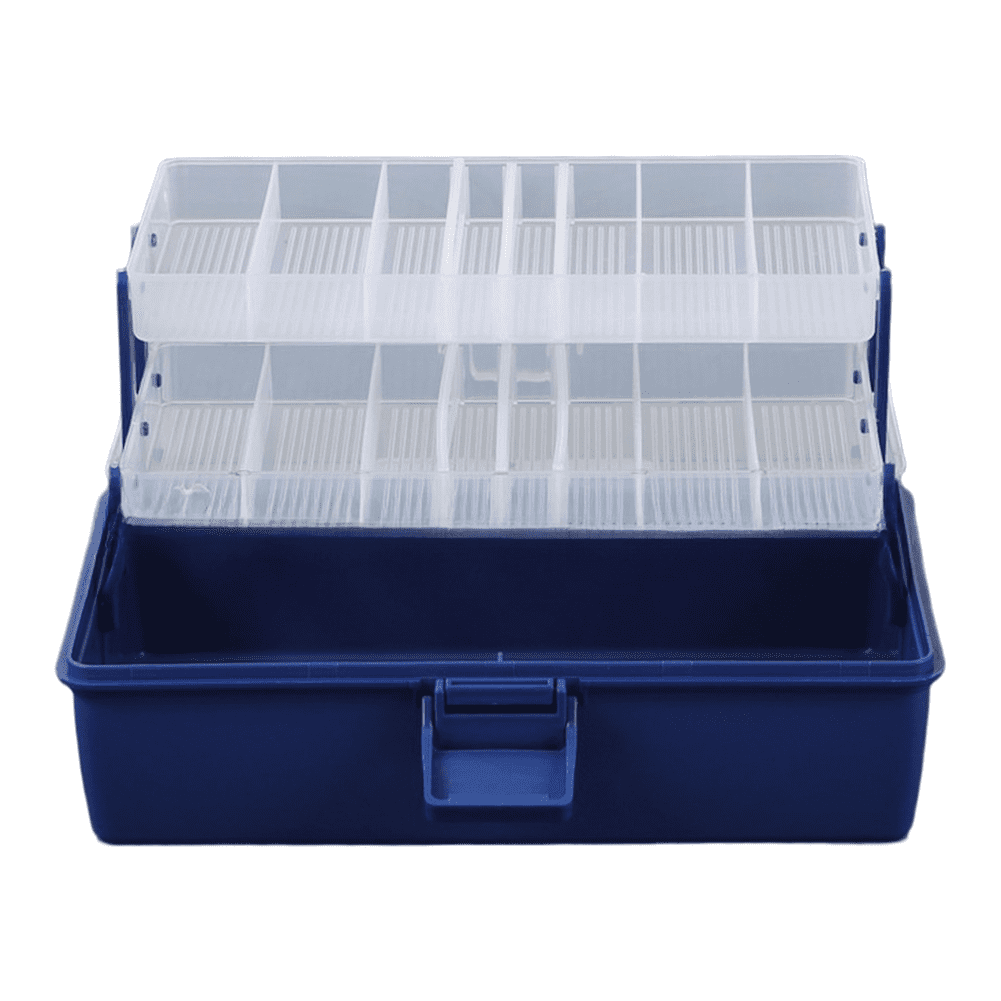 Mosiee 3 Layer Portable Fishing Tackle Box Large Capacity Foldable with Adjustable Compartments for Lure and Accessories