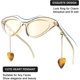 thumbnail image 3 of Ubiuo - Gafas de sol estrechas estilo ojo de gato para mujer, modernas, con cadena de metal y colgante de corazón en forma de patilla, estilo elegante y moderno, B2233, 3 of 5