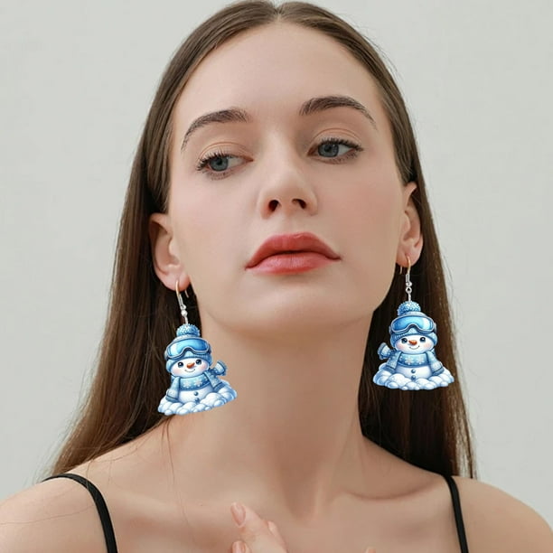 Pendientes para mujer, regalos para mujer, pendientes con forma de muñeco de nieve para mujer, Navidad, lindos copos de nieve, accesorio de invierno ligero y cómodo para celebraciones, pendientes de m