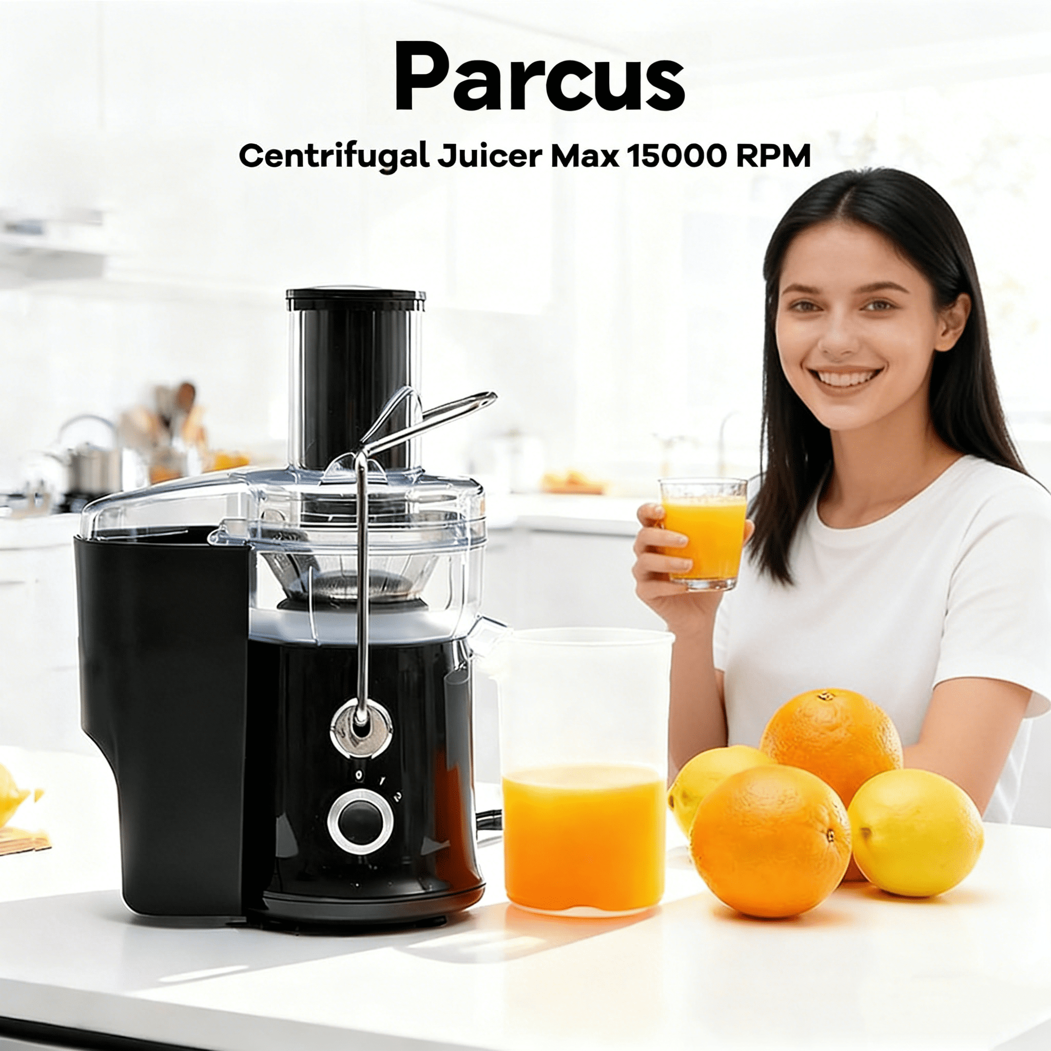 Juicer Machines, 480W Centrifugal Juicer Extractor with Wide Feed Chute for Whole Fruits and Vegetables, BPA-Free and Easy to Clean, Efficient High-Speed Juicing, Black
