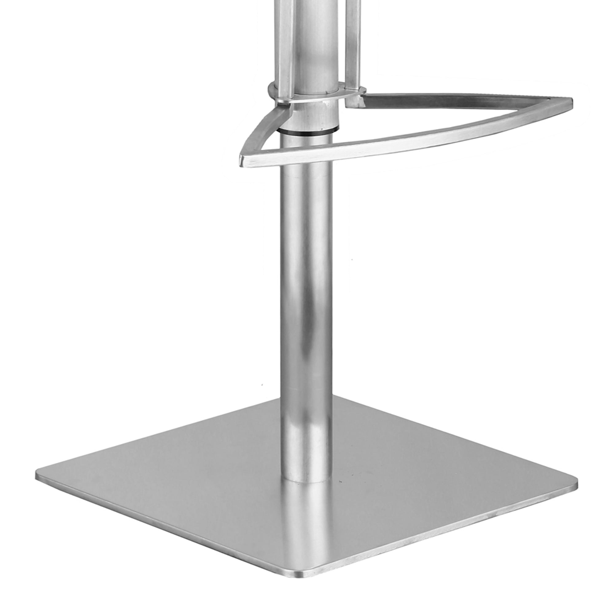 Armen Living Indoor Café Adjustable Height Swivel Gray Faux Leather and Walnut Wood Bar Stool with Brushed Stainless Steel Base