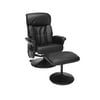OFM Essentials Collection Heated Shiatsu Massage Bonded Leather Recliner and Ottoman, in Black (ESS-7050M)