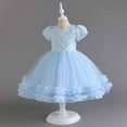 thumbnail image 6 of Odeerbi Kids Dress Toddler Girls Princess Dresses Tulle Dress Middle-aged Children's Sleeveless Embroidery Mesh Gauze Dress Blue, 6 of 9