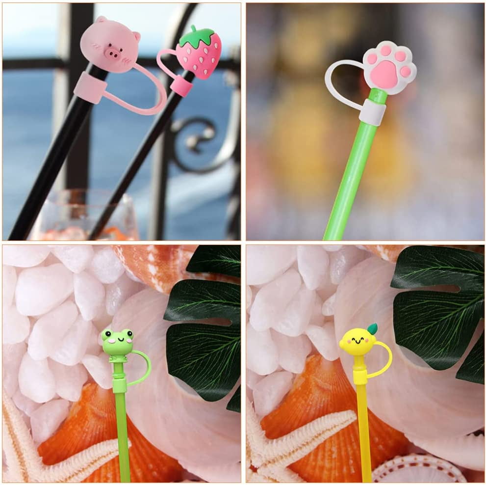 GARVALON 3pcs Soft rubber straw stopper straw hole cover reusable drinking  straw cap kids straw covers star straw cap dusts proof straw plugs