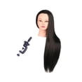 thumbnail image 4 of Cabeza de maniquí de 23,6 pulgadas para entrenamiento de peinado, corte y lavado de cabello. negro con maquillaje, 4 of 8
