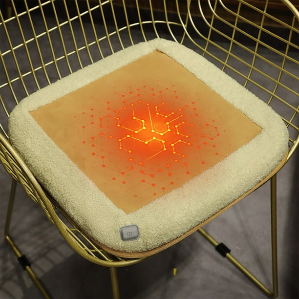Almohadilla térmica de invierno, cojín de asiento calefaccionado portátil con alimentación por USB, lavable, para aulas, dormitorios, hogar, para sentarse durante largos periodos.