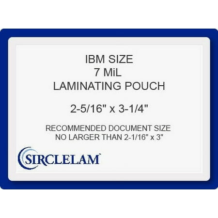 SircleLam 7 Mil IBM Size Laminating Pouches (100 per Box)
