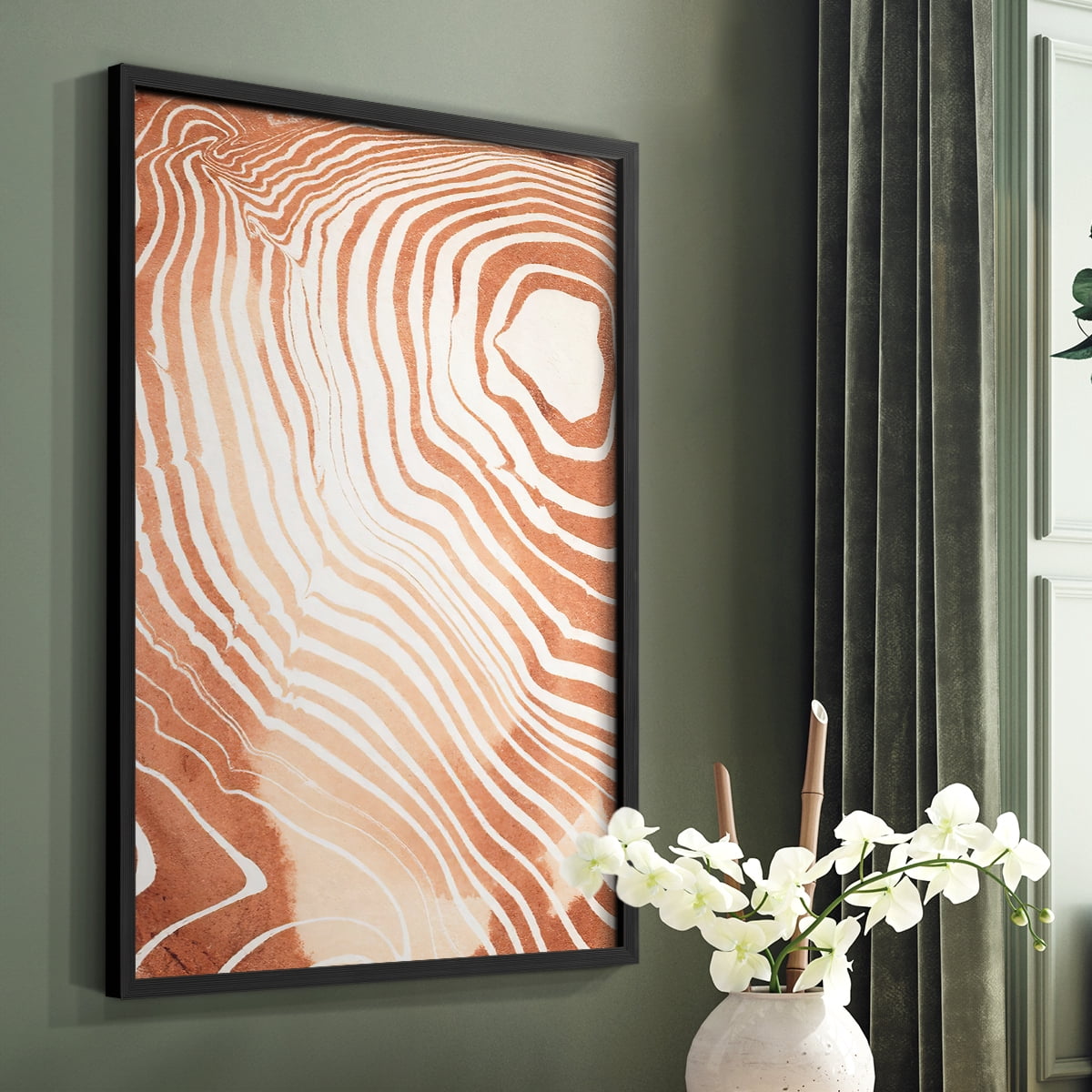 Wood Grain Suminagashi II Framed Print - Solid Wood in Single Picture Frame Solid Wood 2 Framed Print
