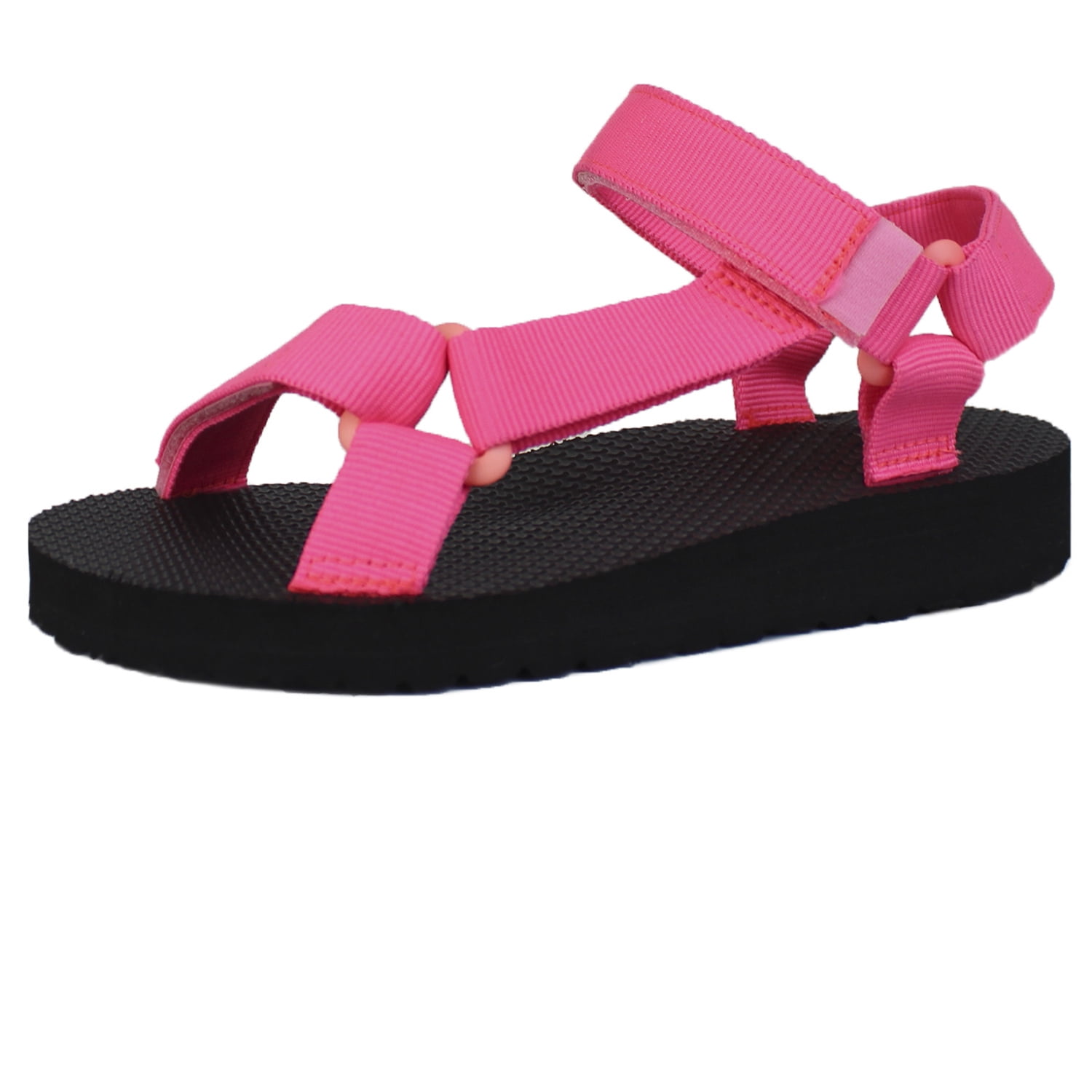 Kids Open Toe Slide Flat EVA Foam Hook and Loop Ankle Strap Sandal (Toddler To Big Kid, FREE