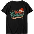 thumbnail image 4 of Blusas informales con estampado de cuello redondo y manga corta navideñas para mujer Pompotops  hkajfhjk457931, 4 of 4