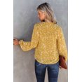 thumbnail image 3 of Women's Yellow Split Neck Fall Printed Crinkled Blouse, 3 of 5