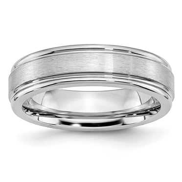 8mm Cobalt Budded Cross Comfort Fit Ring For Men - Ridged Edge Band With Satin & Polished Finish
