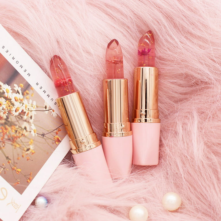 Long-Lasting Dried Flower Jelly Lipstick Moisturizes and Keeps The Color Changing Lipstick Moist Long Lasting Lip Gloss Spray Mist Lip Balm Pack Lip