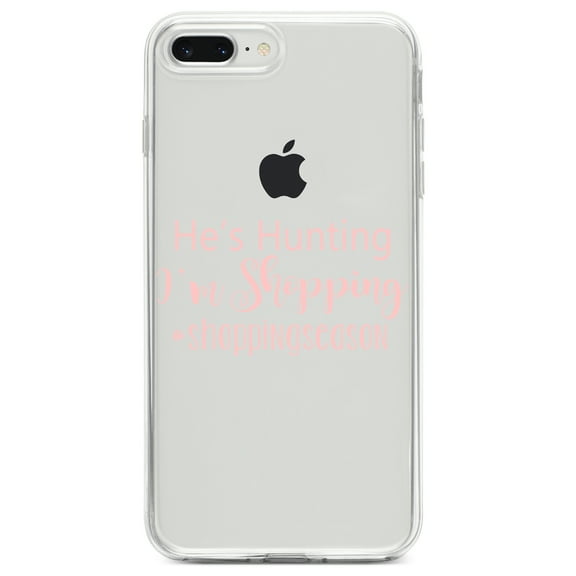 DistinctInk Clear Shockproof Hybrid Case for iPhone 7 PLUS / 8 PLUS (5.5" Screen) TPU Bumper Acrylic Back Tempered Glass Screen Protector - He's Hunting - I'm Shopping - #shoppingseason