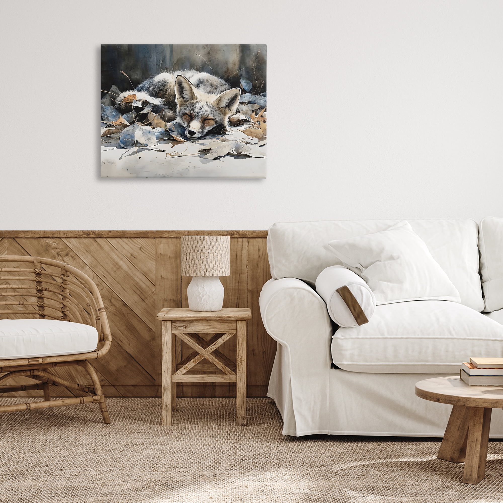 Stupell Industries Blue Fox Resting Among Leaves Canvas Wall Art, design by Franklyn Gregory