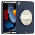 thumbnail image 1 of SaniMore for iPad 10.2" (9th/8th/7th Generation, 2021/2020/2019) Case, 3 Layers Multi-Functional Cover with 360° Rotation Hand Strap & Kickstand Pencil Holder Full Body Protective Shell, Darkblue+Whit, 1 of 6