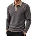 thumbnail image 2 of Mens Long Sleeve Polo Shirts Fashion Casual Raglan Button Polo Tee Collared Golf Shirt, L, 2 of 6